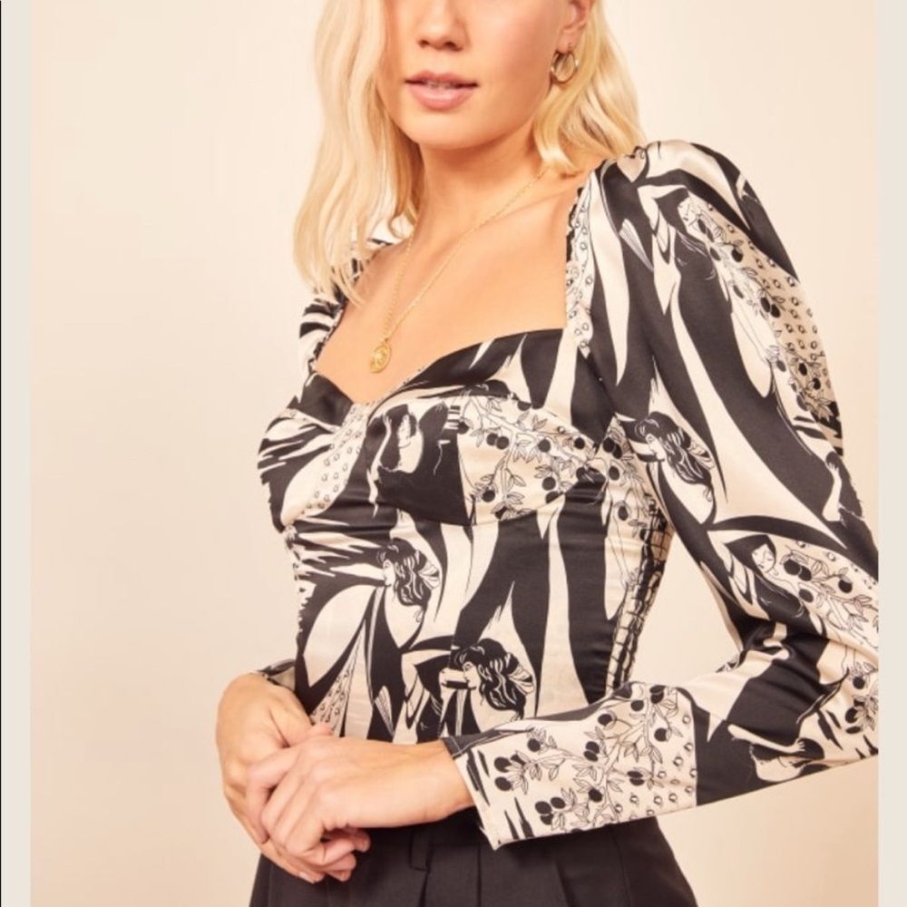 Reformation Pizzaro Silk Top Persephone Size 0